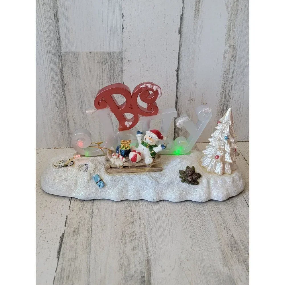 Be jolly snowman AS IS light up music Xmas‎ figure glitter tree candy cane